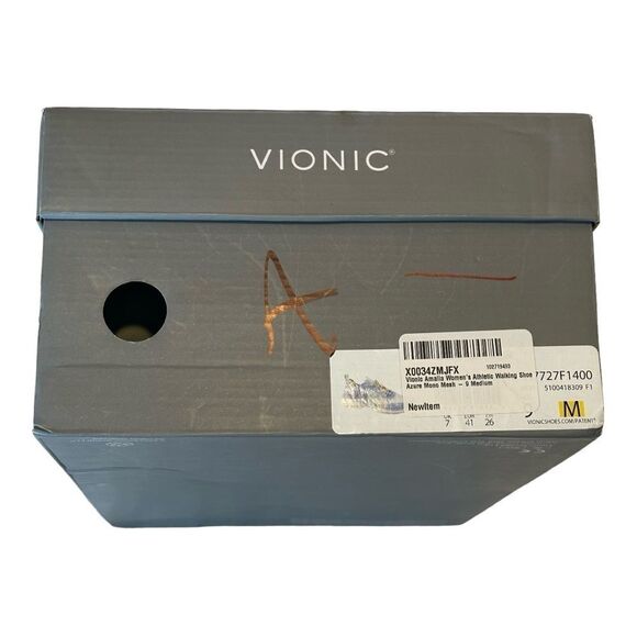 Vionic Amalia Azure Bungee Lace Support Shoe Blue 9 Medium - Picture 8 of 9